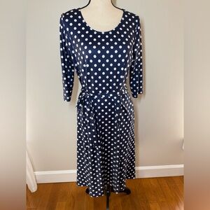 ✨Classy Navy and White Polka Dot Midi Dress✨